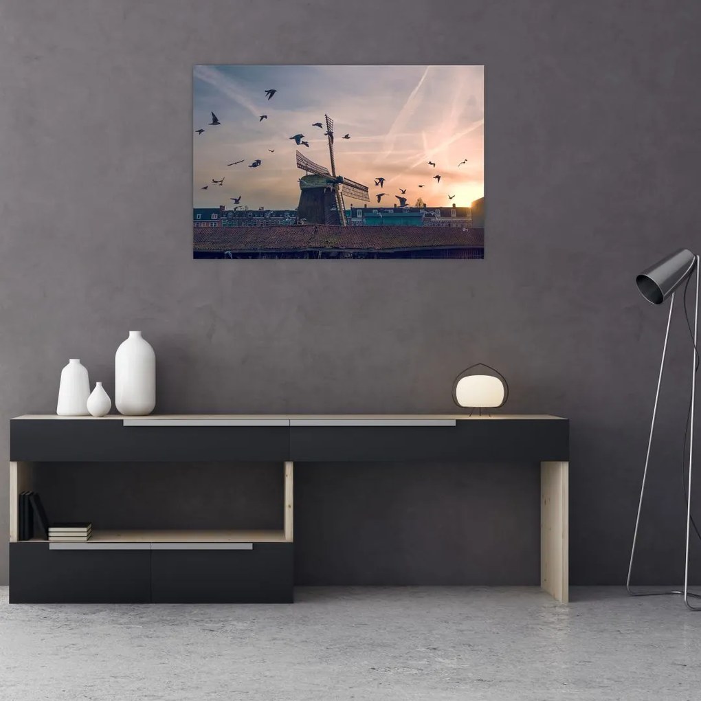 Tablou cu moară de vânt (90x60 cm)