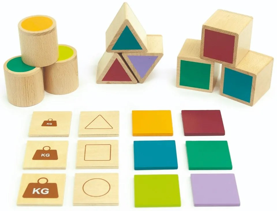 JOC EDUCATIV PENTRU COPII SI COPII NEVOI SPECIALE DIDACTIC, INVATAM DESPRE CULORI, GREUTATI, FORME GEOMETRICE SI ATRIBUTE - ANDREU TOYS (ANT16133)
