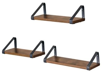 Set de 3 rafturi de perete SHELFY SHELFY maro/negru