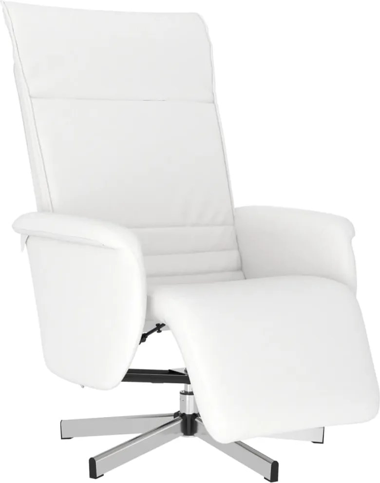 vidaXL Fotoliu rabatabil cu suport de picioare, alb, piele ecologică
