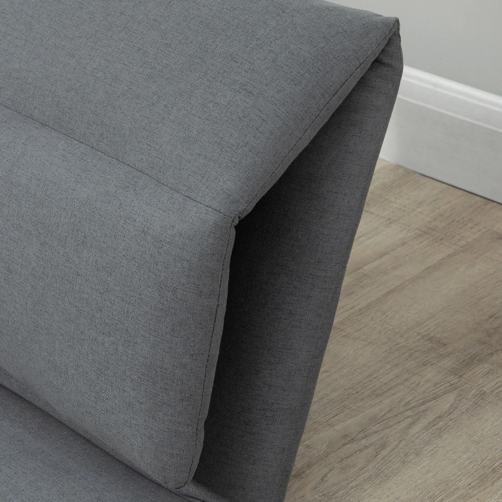HOMCOM Fotoliu de podea Relax cu spatar rabatabil, scaun de pat de o persoana din material si otel, 71x72x60cm, gri inchis | AOSOM RO
