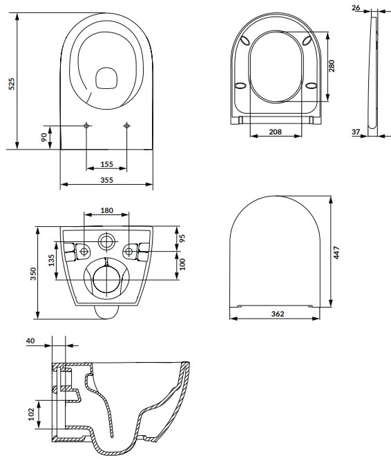 Vas wc suspendat streamon Cersanit Zen cu capac soft close inclus, alb