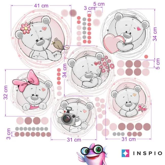 INSPIO Autocolante pentru perete - Ursuleți cu nume roz