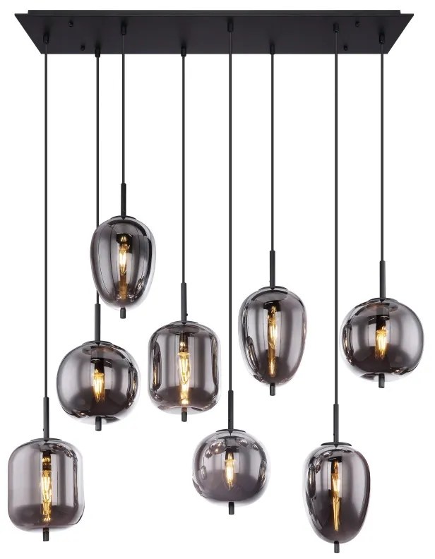 Lustra suspendata cu 8 pendule design modern BLACKY fumuriu 15345-8 GL