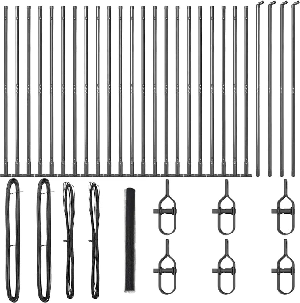 vidaXL Stâlp de gard. Gri 50 x 1,5 m (plasă de 13 mm) Oțel și PVC