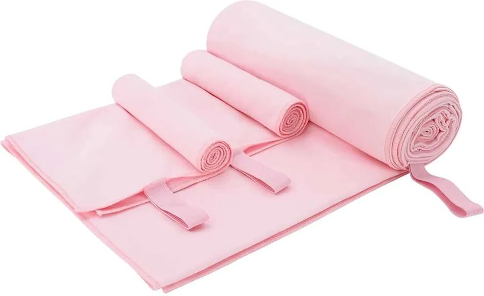 vidaXL Set de Prosoape Sport 3 pcs Roz Poliester și poliamidă