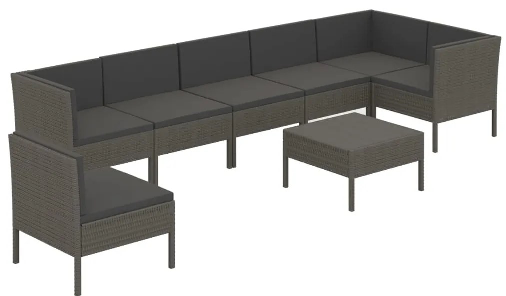 3094390 vidaXL Set mobilier de grădină cu perne, 8 piese, gri, poliratan