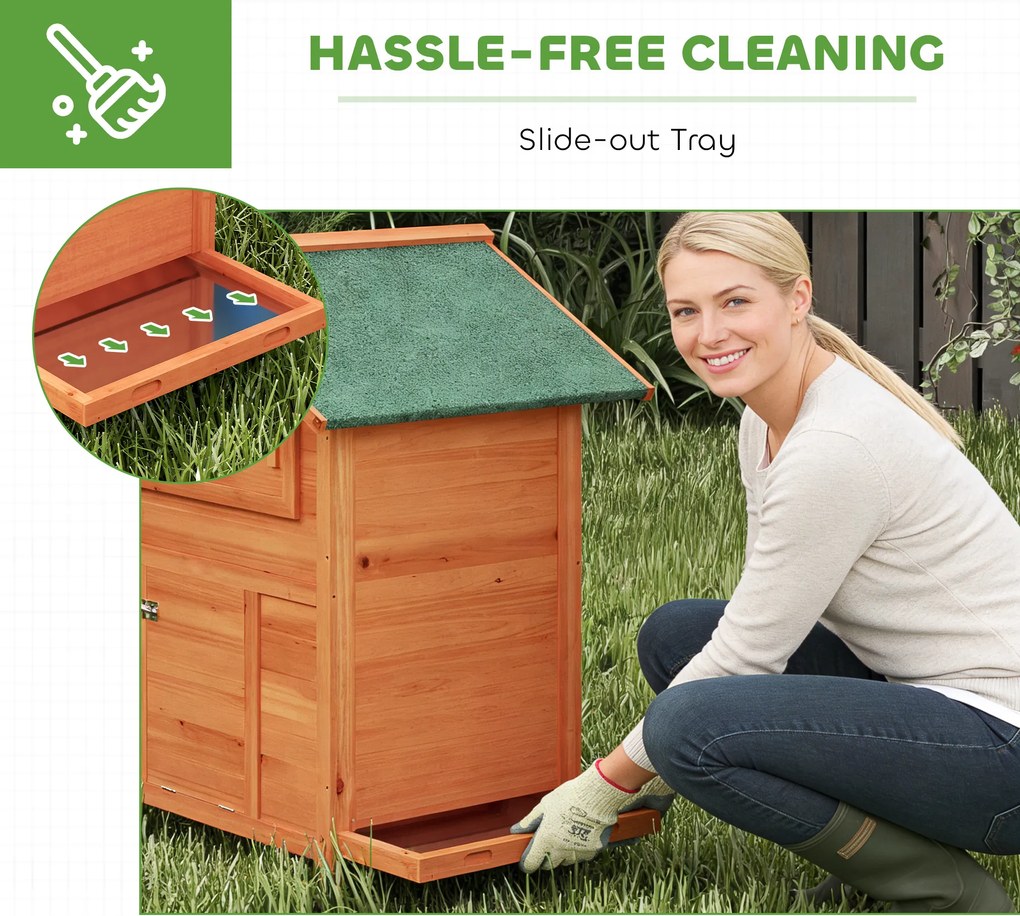 PawHut Cotet pentru găini coteț din lemn cu cuib 2 bârne rampă fereastră acoperiș impermeabil 113,5x67,5x95,5 cm Portocaliu | Aosom Romania