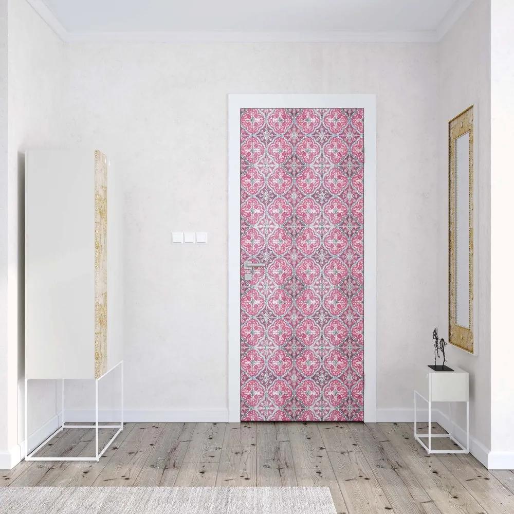 GLIX Tapet netesute pe usă - Vintage Tiles Pattern Pink