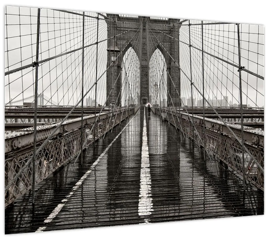 Tablou pe sticlă - Podul Brooklyn (70x50 cm)