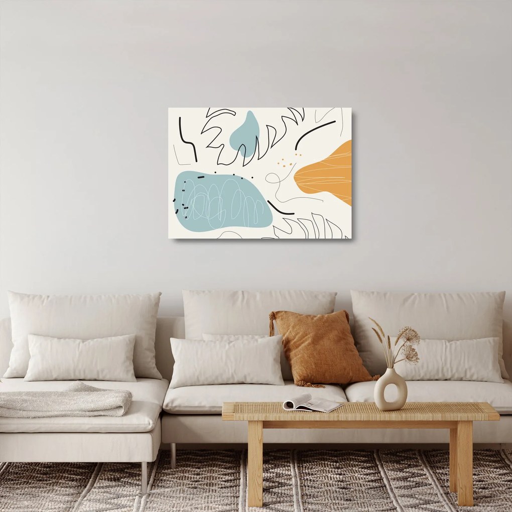 Tablou pe sticlă - Ilustrație de frunze (70x50 cm)