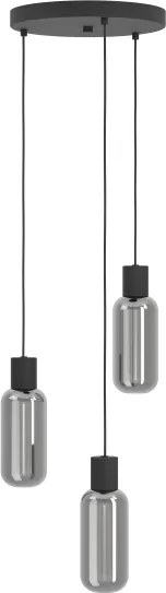 Eglo 901004 - Lustră suspendată pe cablu MAIONE 3xE27/4W/230V negru/fumuriu