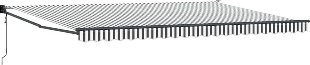 vidaXL Copertină retractabilă antracit/alb, 5x3 m, textil/aluminiu