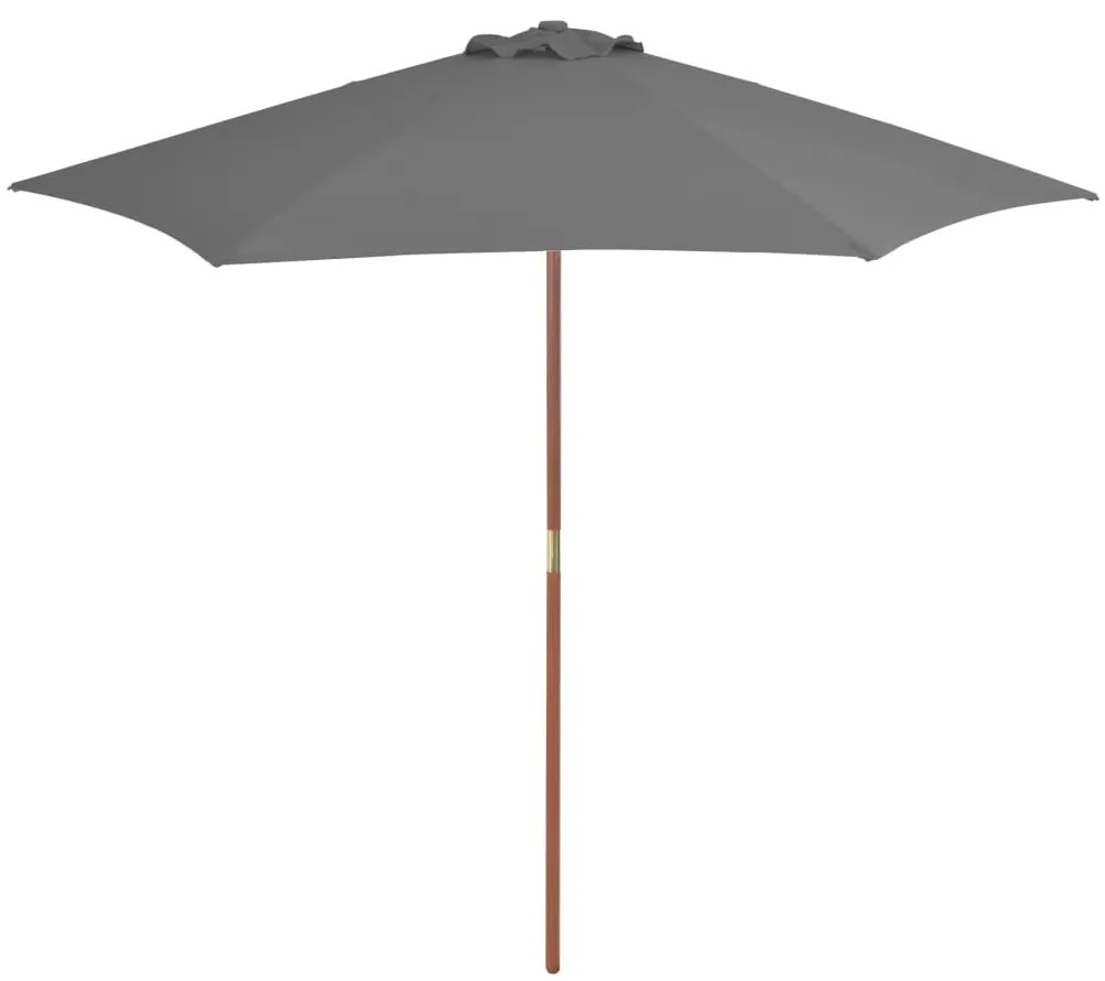 vidaXL Umbrelă de soare de exterior, stâlp din lemn, antracit, 270 cm