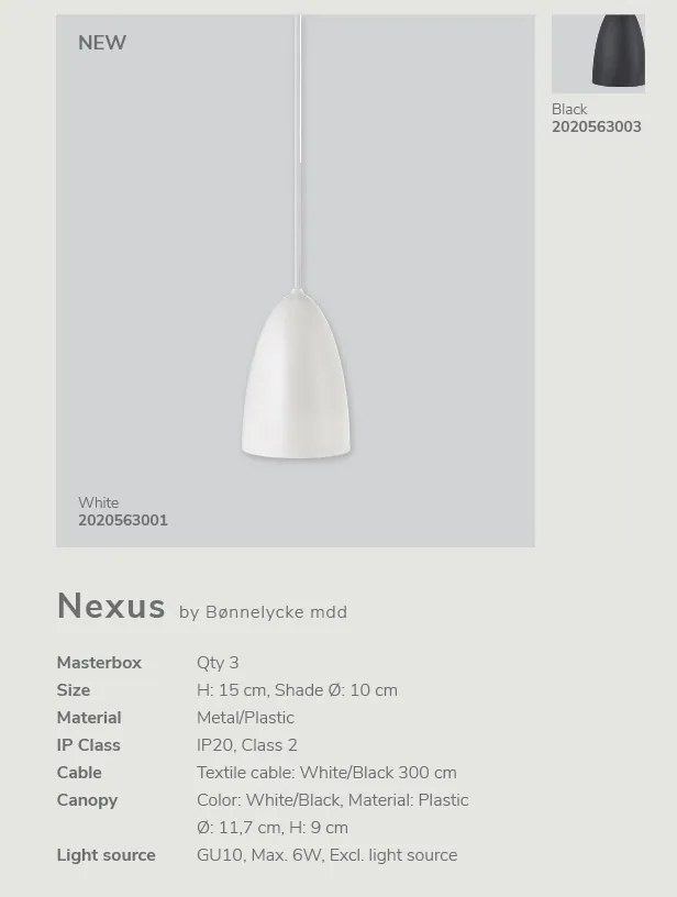 Lustra, Pendul modern design minimalist Nexus 2.0 small, alb 2020563001 DFTP