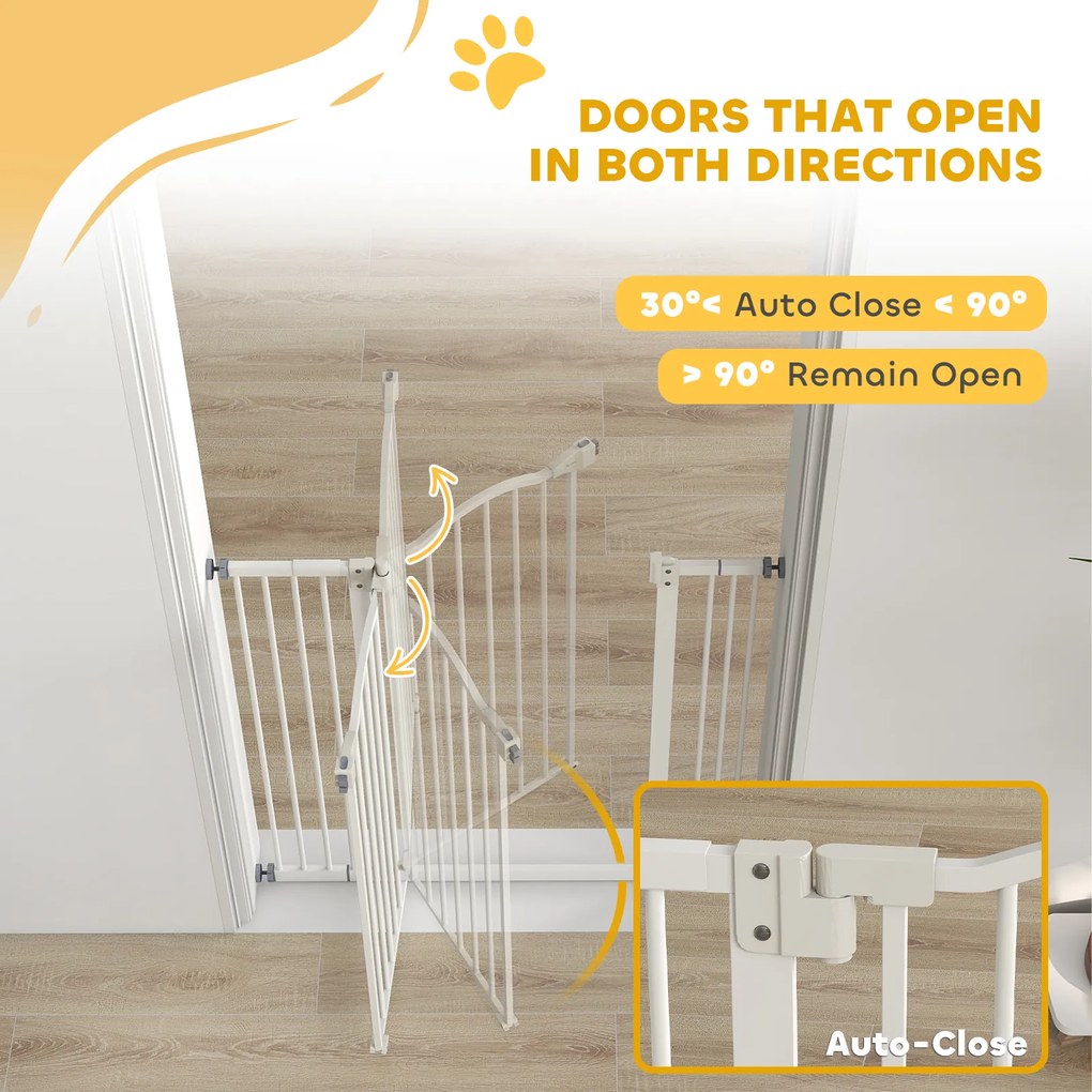 PawHut Poartă Extensibilă pentru Câini fără Șuruburi, Poartă de Siguranță Reglabilă, 94-100x94 cm, Alb | Aosom Romania