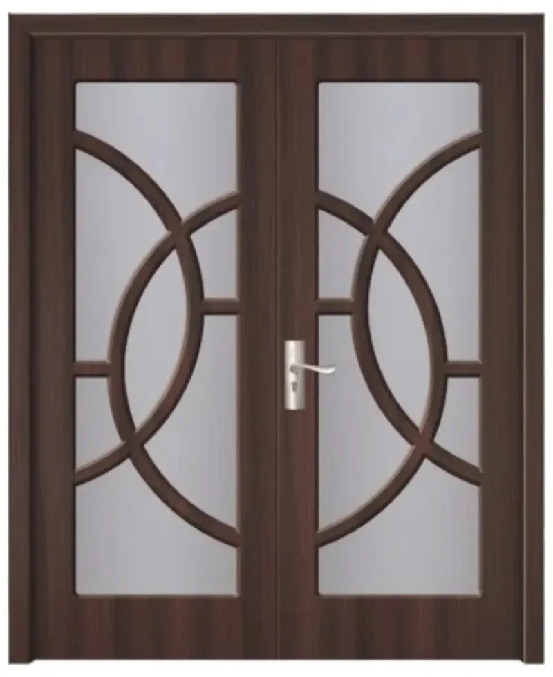 Usa Dubla de Interior din MDF Novo Doors ND220, Geam Sablat, Cadru din Lemn Masiv, KIT COMPLET, Toc , Manere si balamale incluse (Culoare: Gri, Toc: