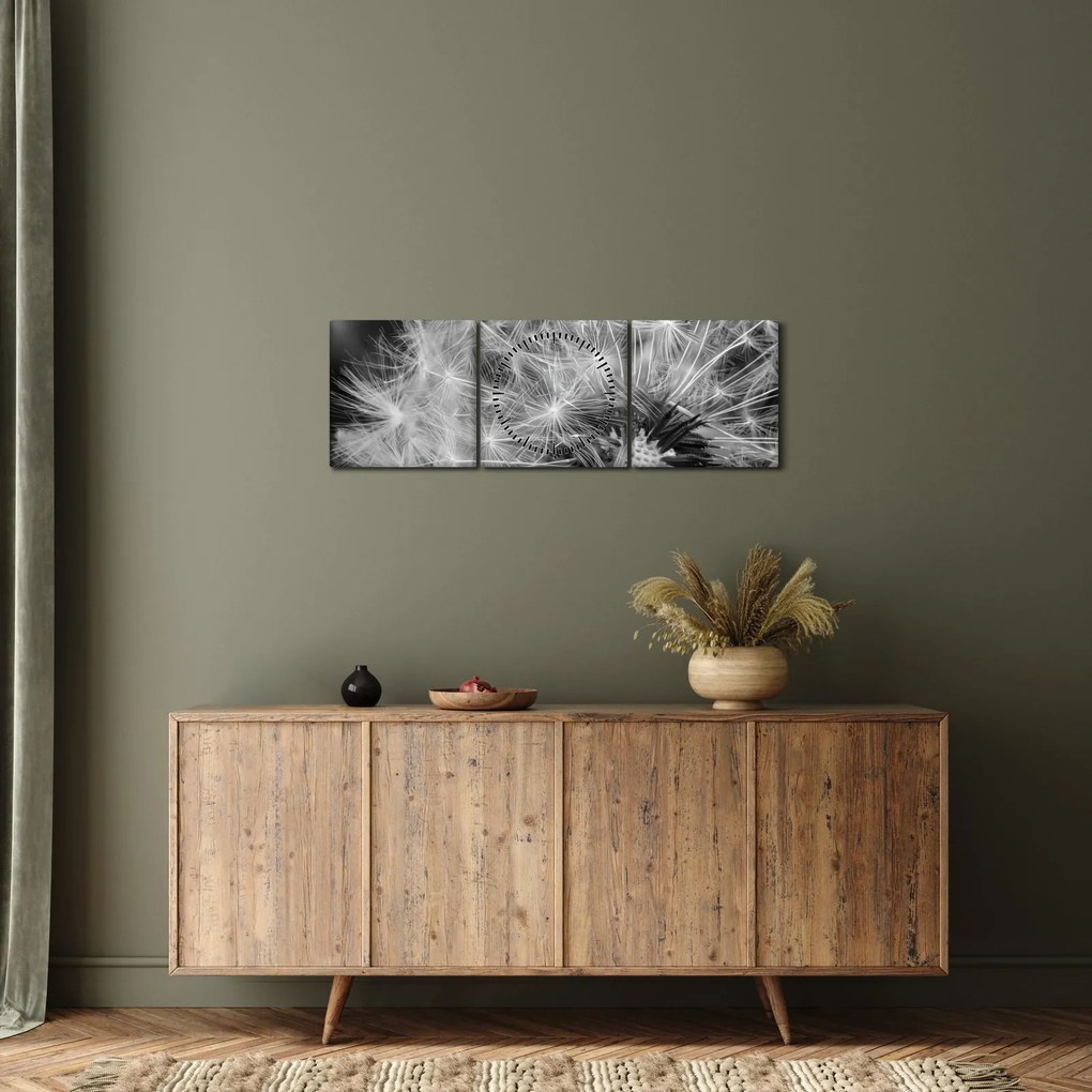 Tablou - mulțime de păpădii (cu ceas) (90x30 cm)
