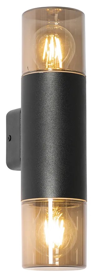 Lampa de perete exterioara moderna neagra cu 2 lumini IP44 - Odense