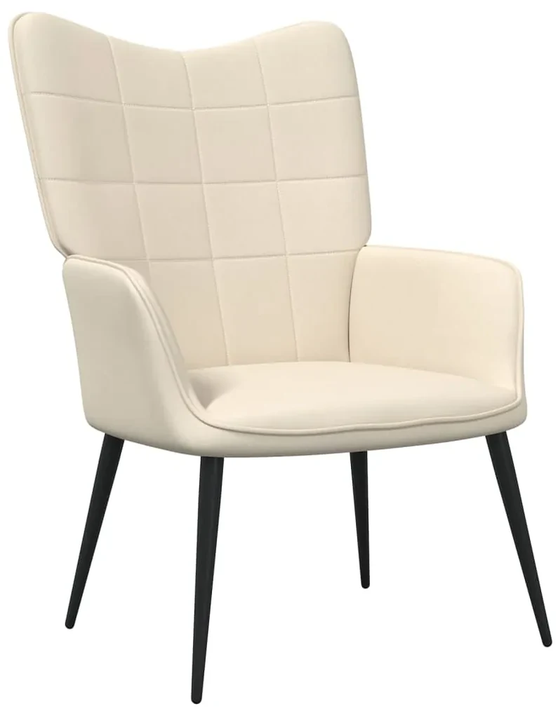 327954 vidaXL Scaun de relaxare cu taburet, crem, textil