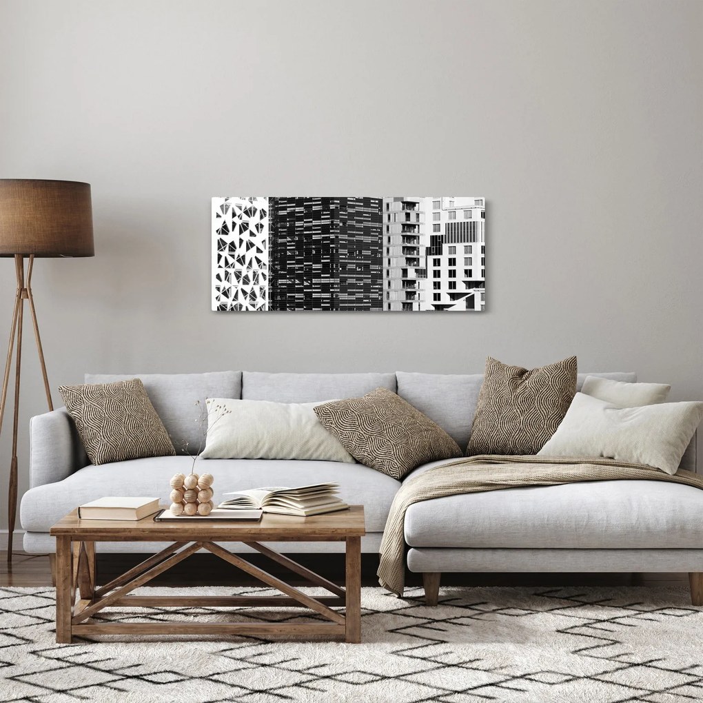 Tablou cu arhitectura alb neagră (120x50 cm)