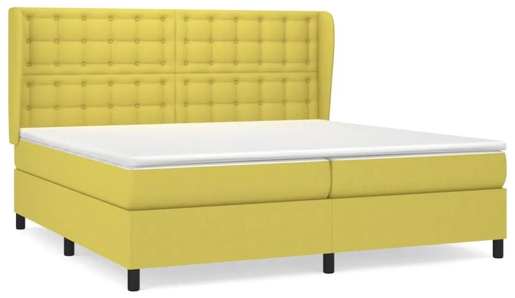 3128316 vidaXL Pat box spring cu saltea, verde, 200x200 cm, textil