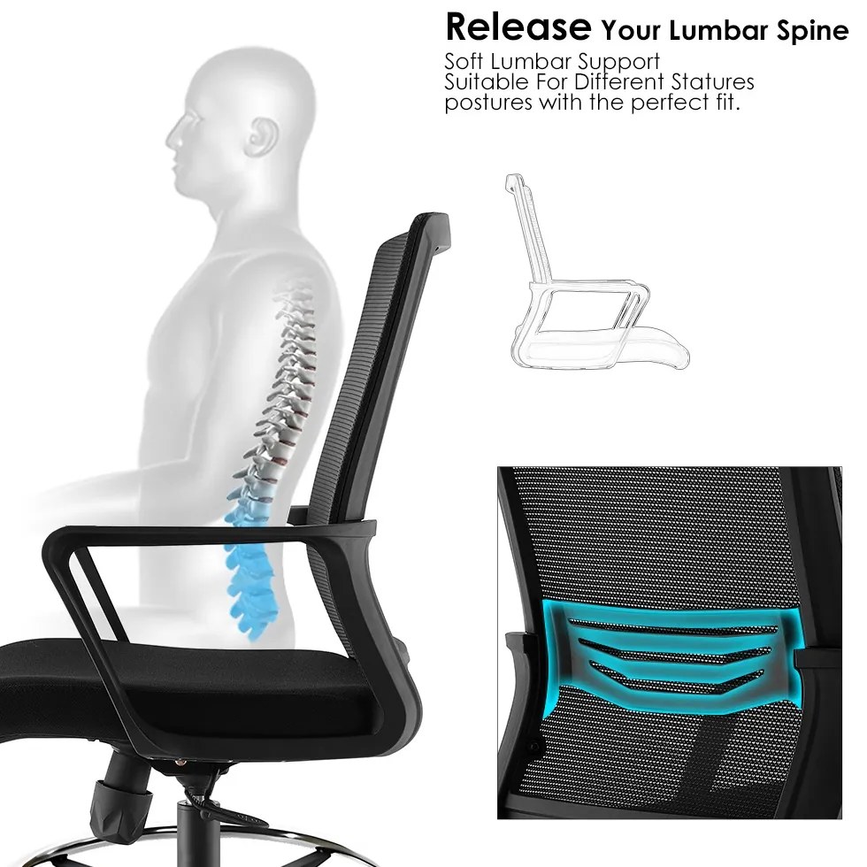 ErgoDynamic Emma Black scaun inalt de birou cu suport picioare si roti cu franare la presiune!!