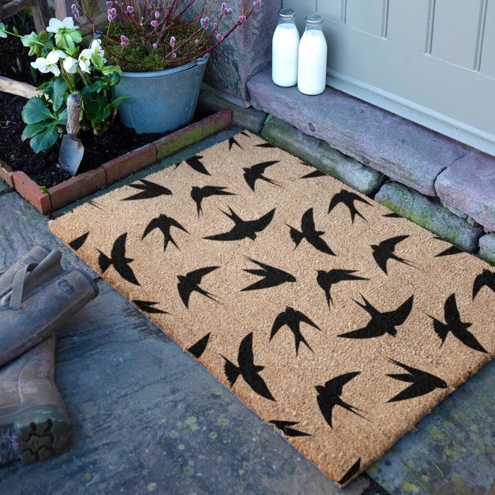Covoraș de intrare din fibre de nucă de cocos 40x60 cm Swallows – Artsy Doormats