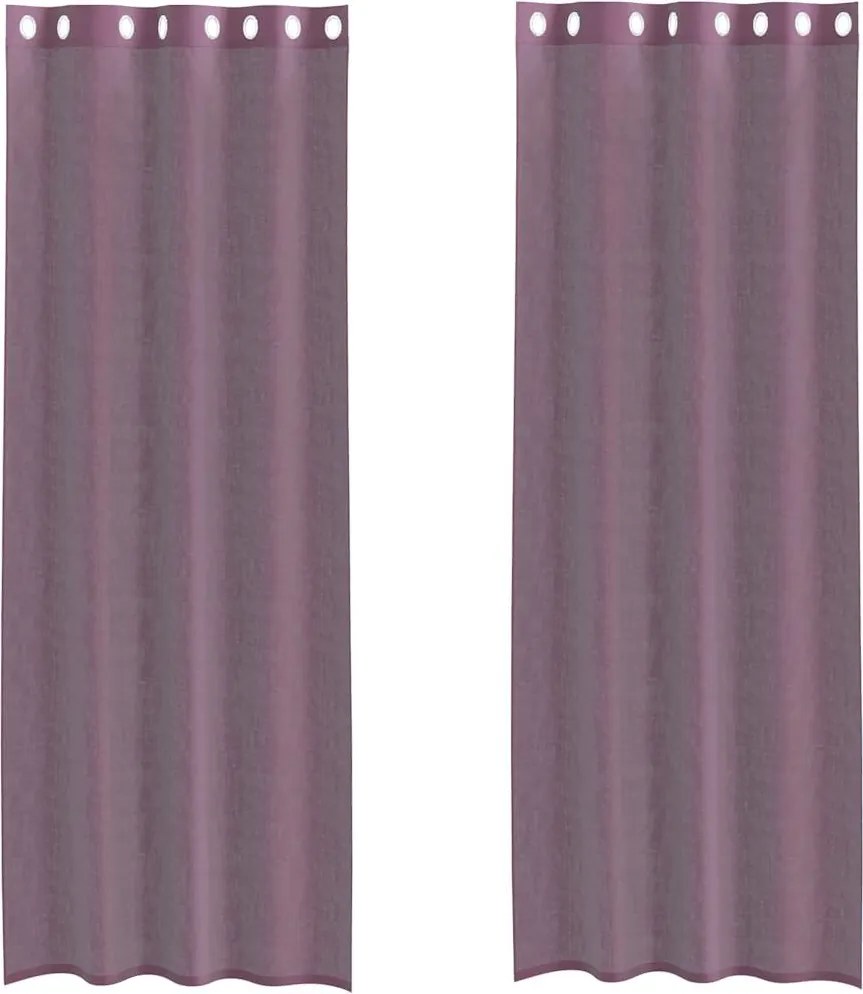 vidaXL Perdele Voile cu Oelii 2 buc Violet 140x260 cm