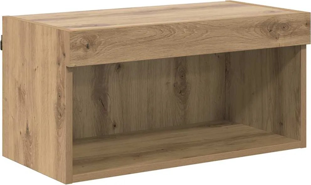 vidaXL Set comodă TV cu led Pe perete Stejar Artizanal Lemn compozit