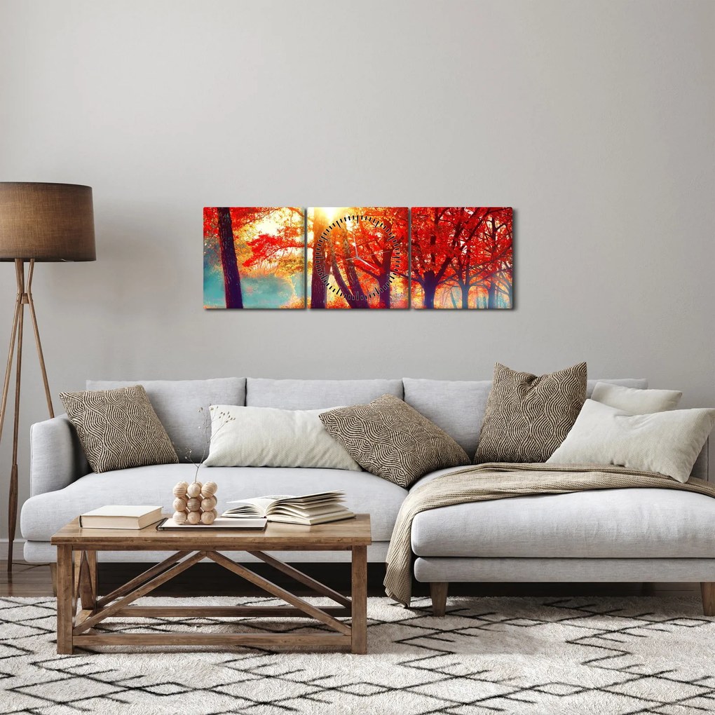 Tablou - Peisaj de toamnă (cu ceas) (90x30 cm)