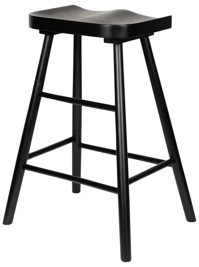 Scaun de bar negru din lemn de stejar (înălțime șezut 65,5 cm) Vander – White Label