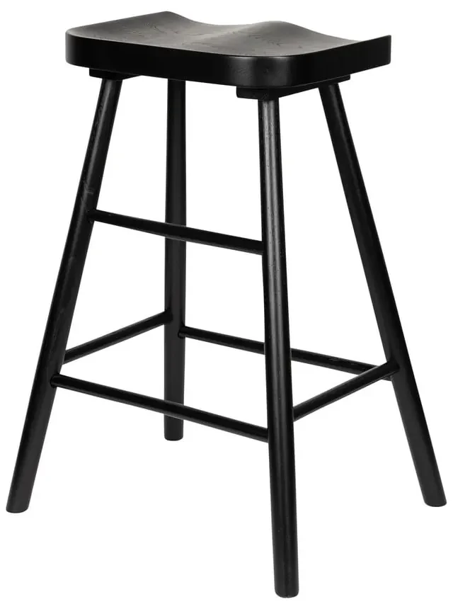 Scaun de bar negru din lemn masiv de stejar 64 cm Vander – White Label