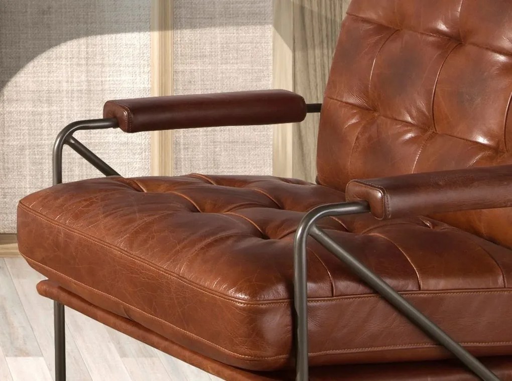 Fotoliu design LUX, Metal, Piele Naturala 5166