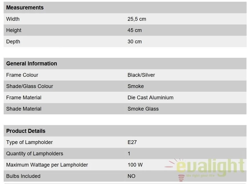 Aplica de perete exterior stil clasic IP43 Hermine AL 11K/82540/A schwarz-silber/aufwarts OR