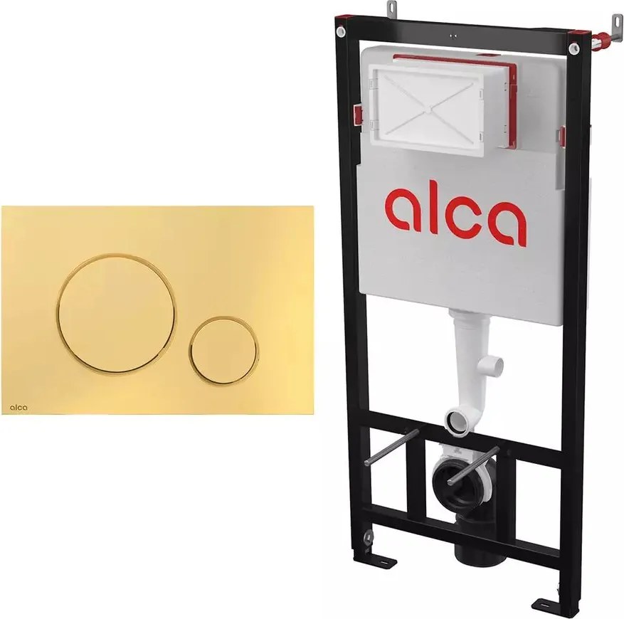Set rezervor WC cu cadru incastrat Alca AM101/1120 si clapeta de actionare M675 auriu lucios