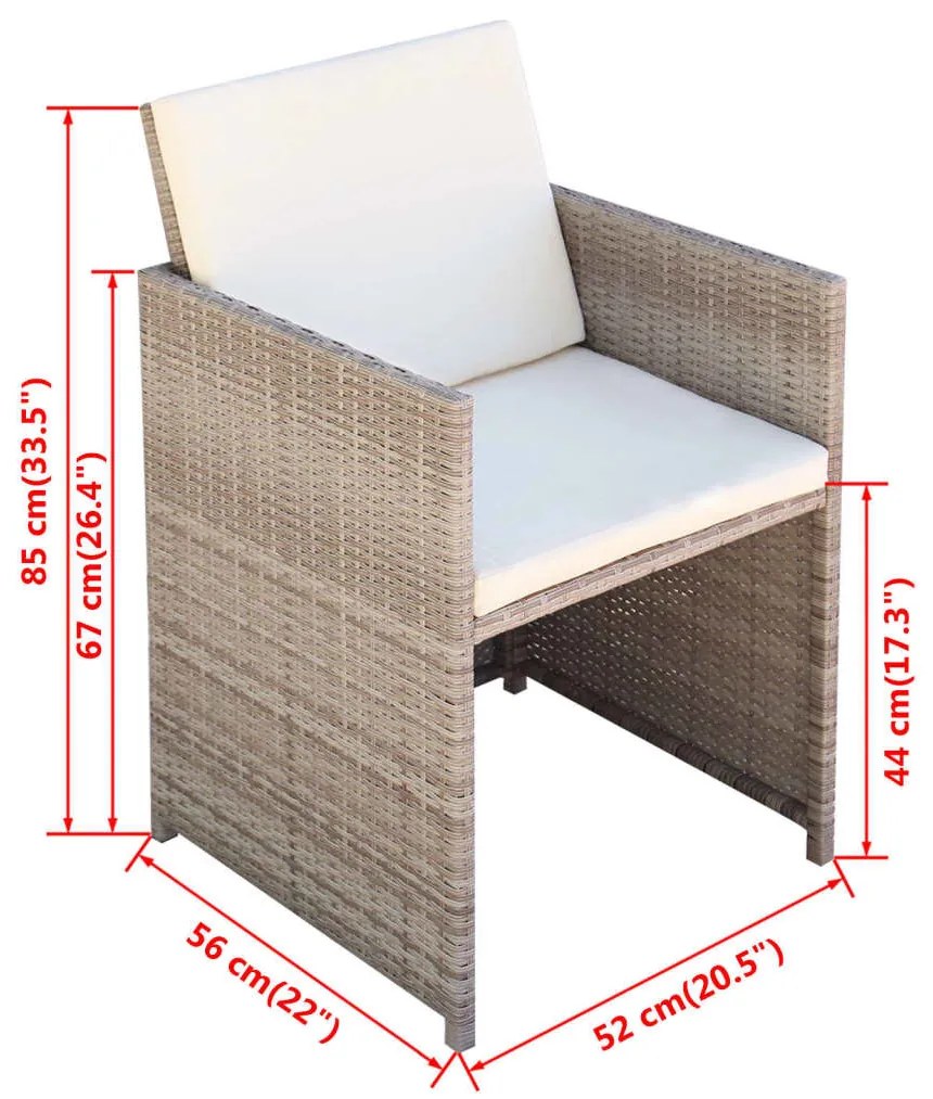 Set mobilier de exterior cu perne, 13 piese, bej, poliratan 13