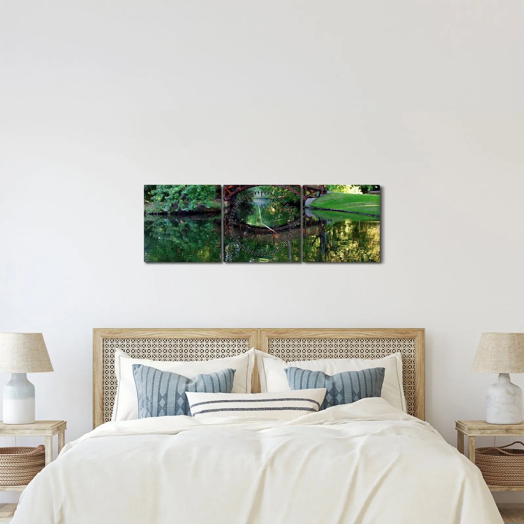Tablou cu râu (cu ceas) (90x30 cm)