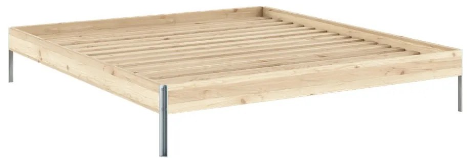 Pat matrimonial în culoare naturală din lemn de pin cu somieră 180x200 cm Core – Karup Design