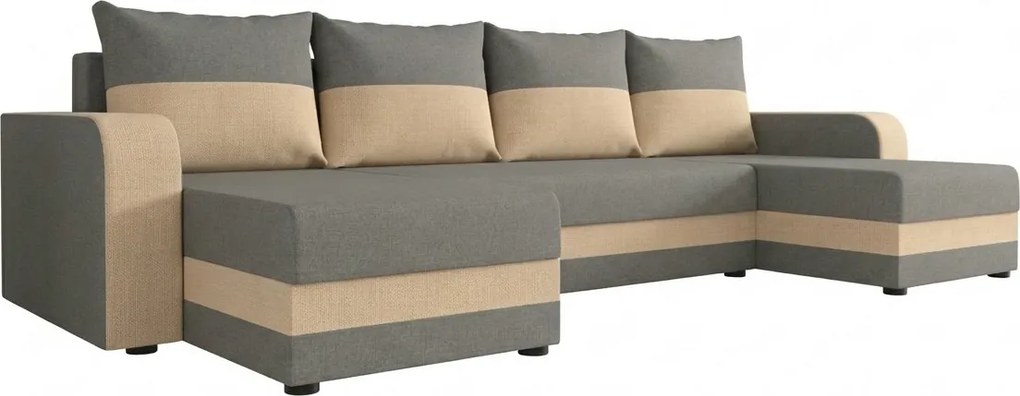 Coltar extensibil in forma de U VALERIO, gri deschis/bej, 305x140 cm