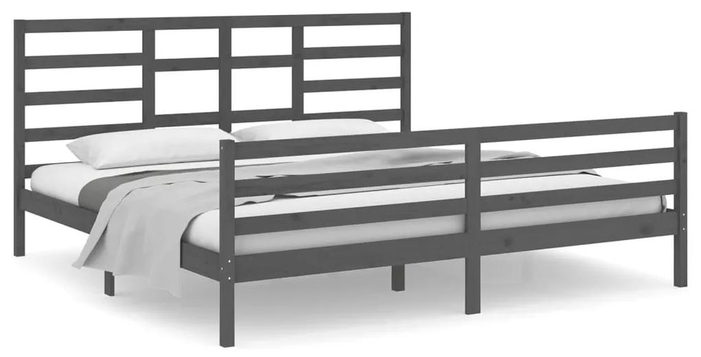 3105882 vidaXL Cadru de pat, gri, 200x200 cm, lemn masiv