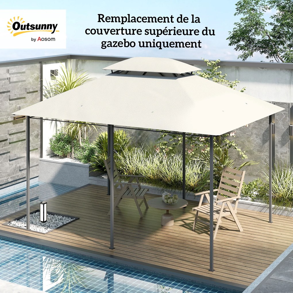 Outsunny Husă de schimb pentru pavilion husă pentru tonelă 4 x 3 m, acoperiș dublu cu orificii de drenaj, poliester 180 g/m², crem | Aosom Romania