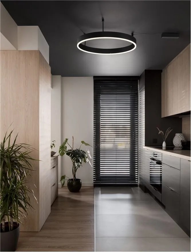 Lustra/Plafoniera LED dimabila design circular MOTIF Black 80cm