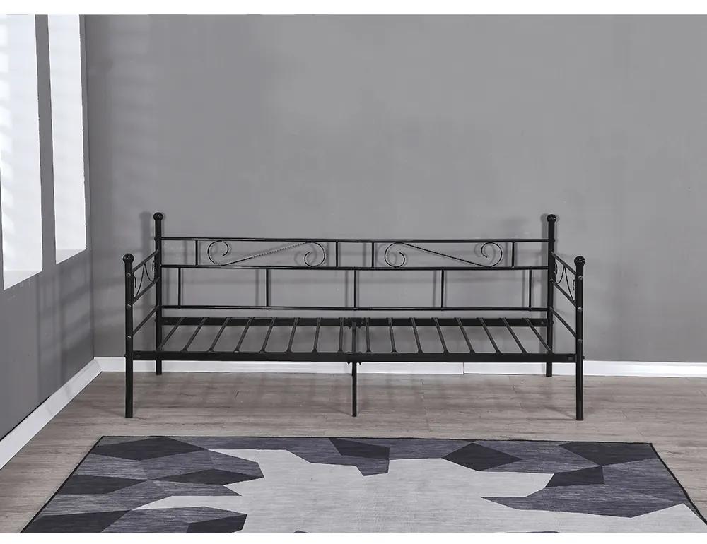 Canapea din metal - de o persoana, negru, 90x200, ROZALI