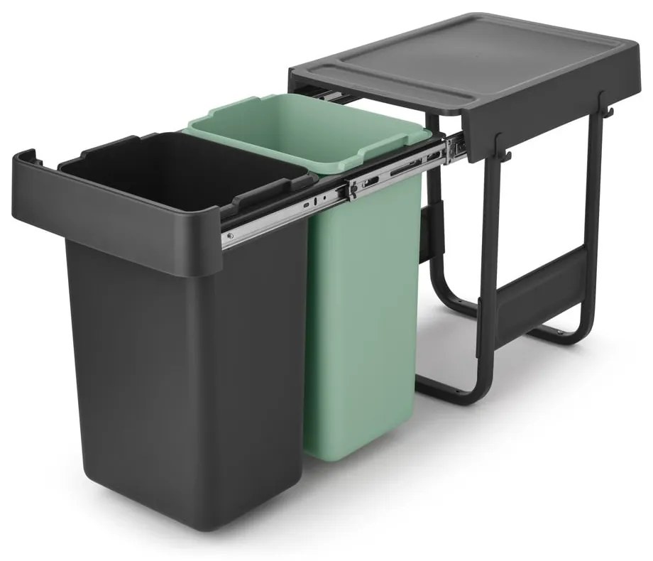 Coș de gunoi verde mentă/gri închis de reciclat/ încorporat din plastic 30 l Sort&amp;Go – Brabantia