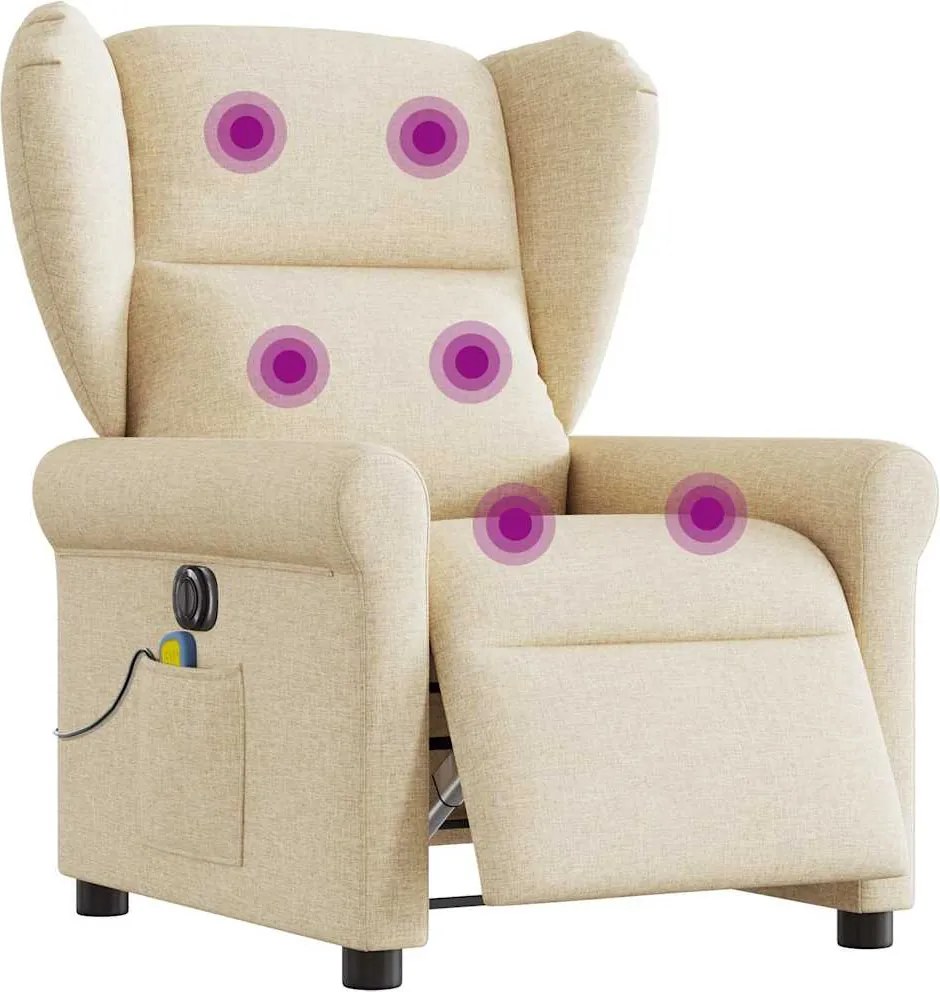 vidaXL Fotoliu electric de masaj rabatabil, crem, textil