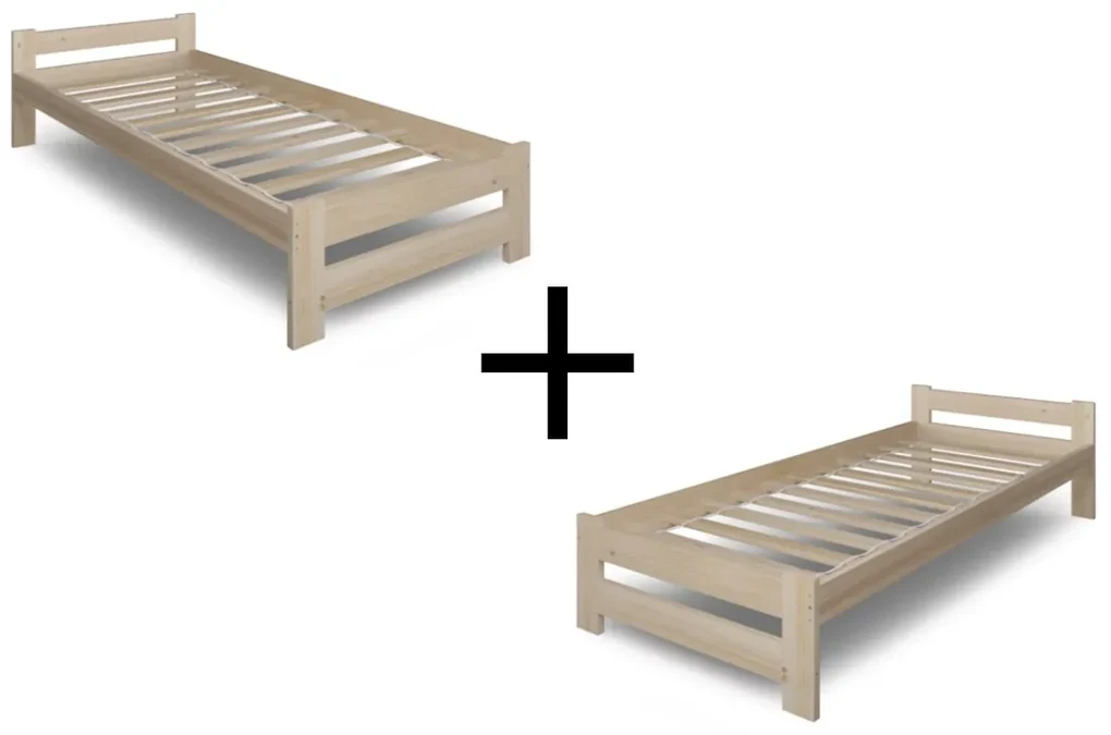 Expedo Action Set 1+1 pat din lemn masiv HERA, 90x200, lac natural