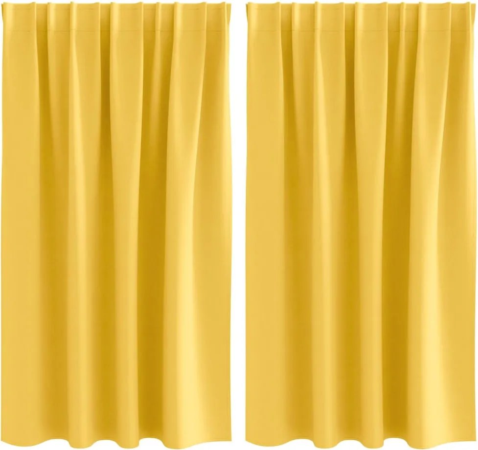 vidaXL Perdele Opaque cu Inel 2 pcs Galben muștar 140 x 140 cm