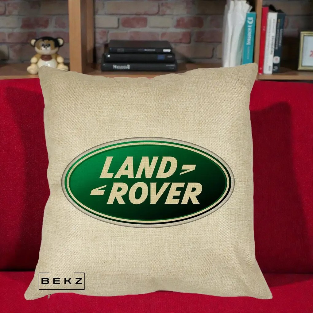 Perna Personalizata cu emblema Land Rover, 40x40 cm, Crem, Husa Detasabila, Perna Inclusa, BEKZ®