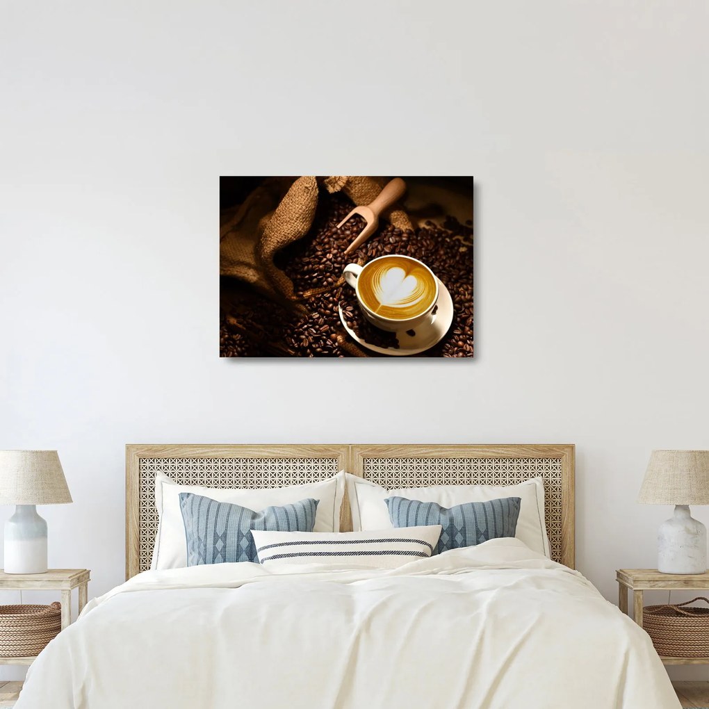 Tablou pe sticlă - O ceașcă de cafea (70x50 cm)